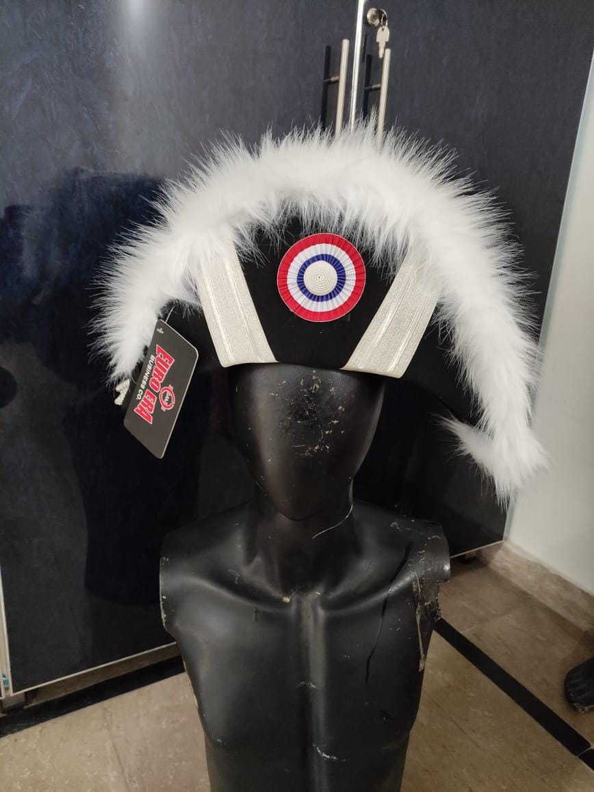 Felted Wool Napoleonic Bicorn Hat: Gold Braid Officer Tricorn