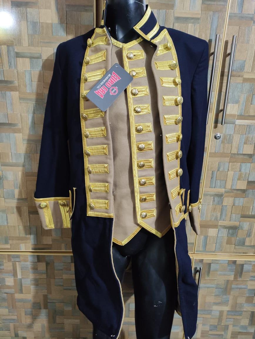 Wool Officer Frock Coat & Waistcoat: Revolutionary War, Steampunk Uniform