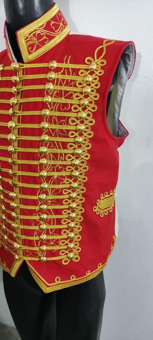 Napoleonic Hussars Waistcoat: Red Military Style Cavalry Uniform