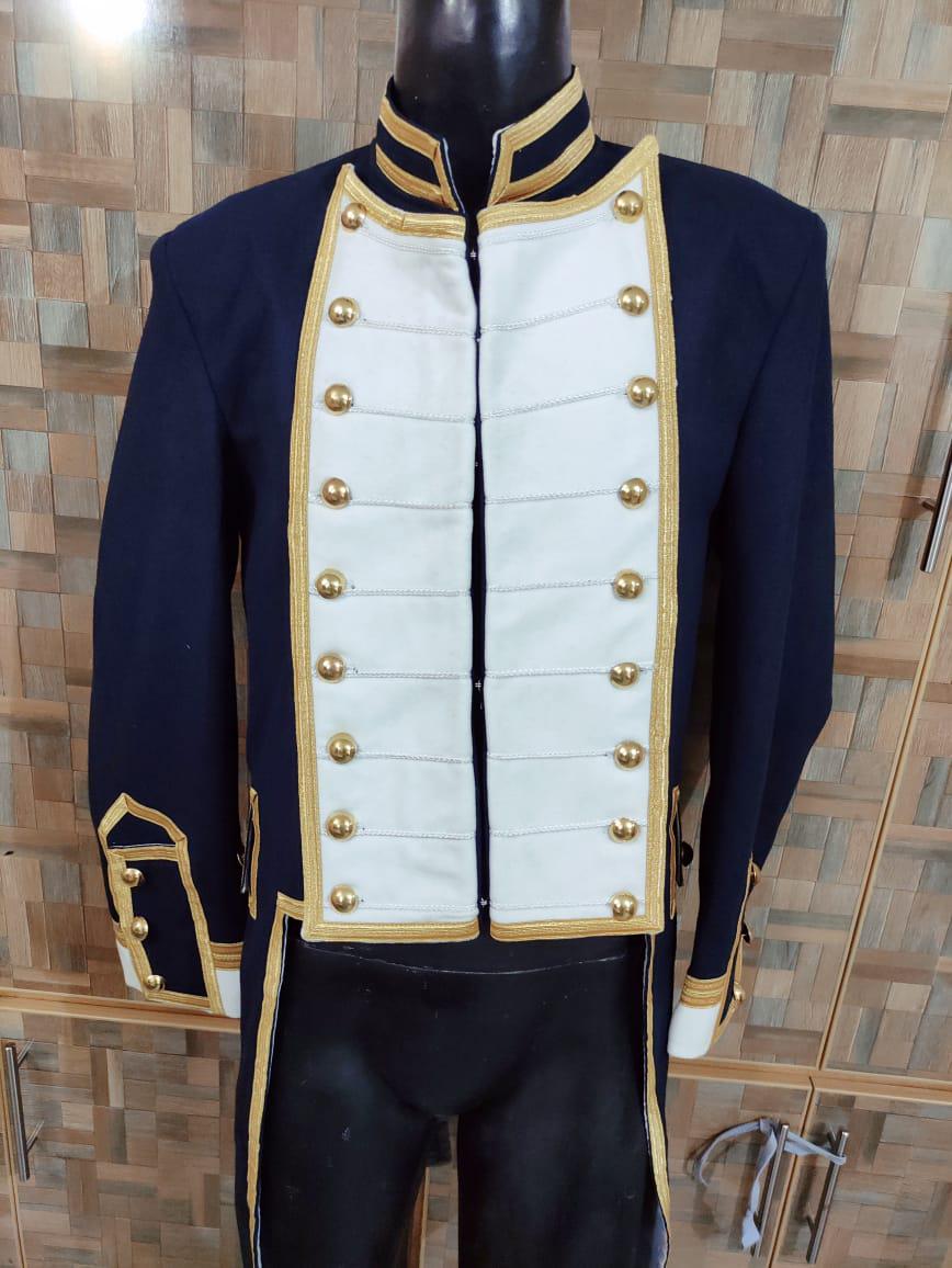 Wool Napoleonic Naval Frock Coat: 1st Empire Regency Tailcoat