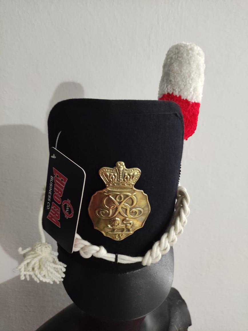 Napoleonic British Scots Guard Shako Hat: Wool & Leather Reproduction