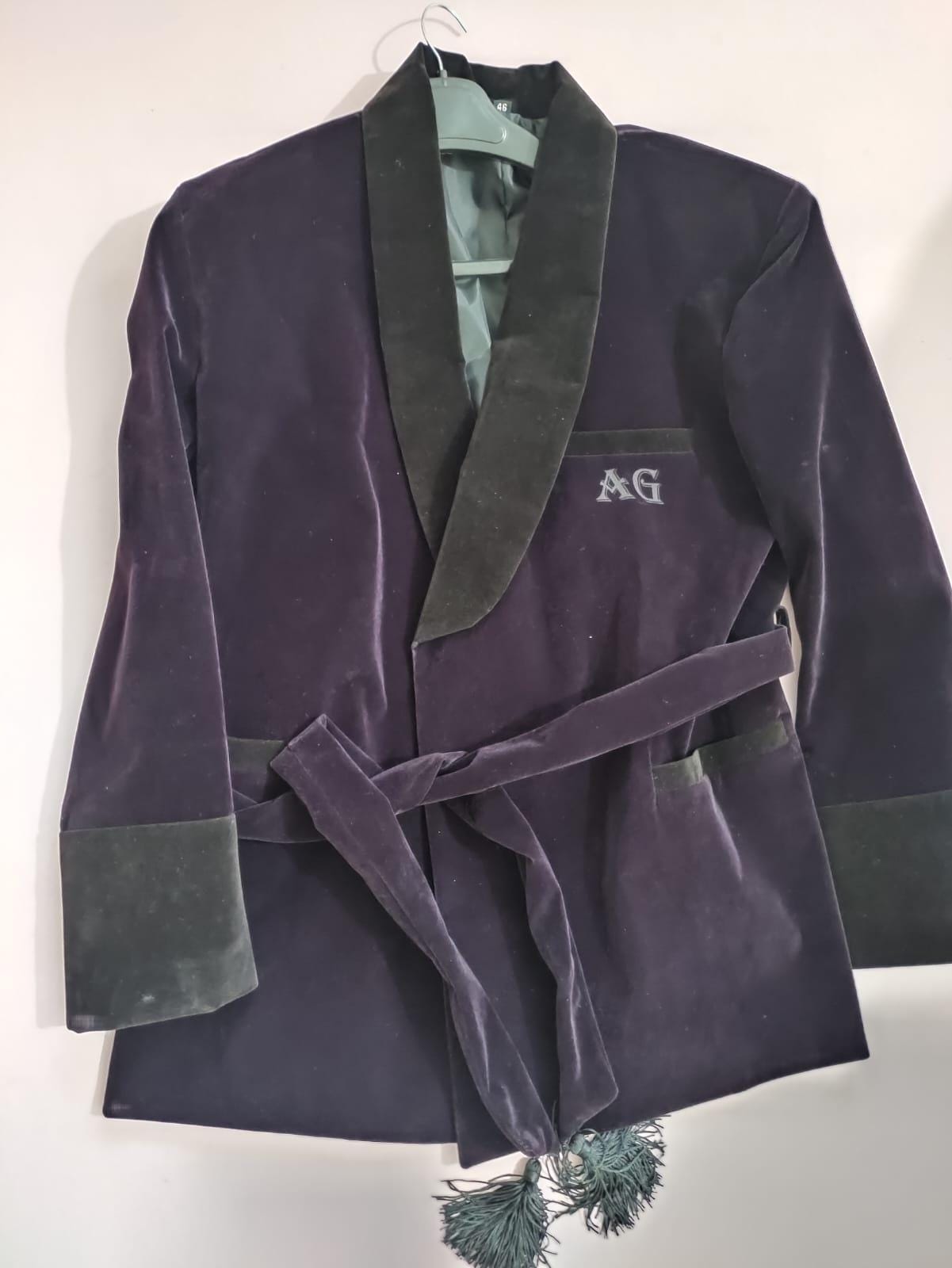 New Purple Velvet Smoking Robe Coat Jacket Wedding Party Wear Robe Smoking COAT with custom name | Custom Monogram Robe | Unisex Velvet Robe