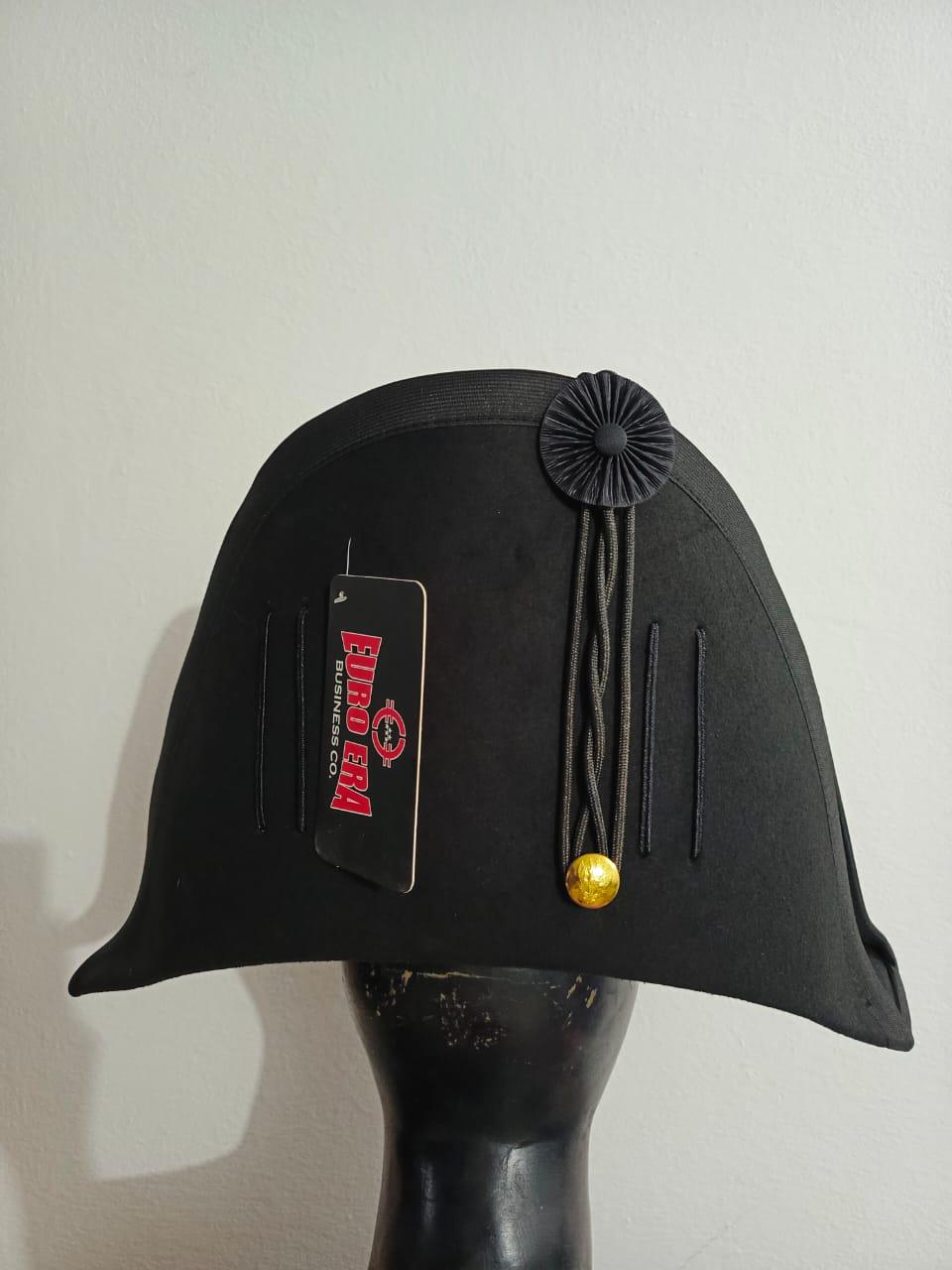 Napoleonic Bicorn Hat: Wool Felt, Gold Braid - Prussian/British Officer