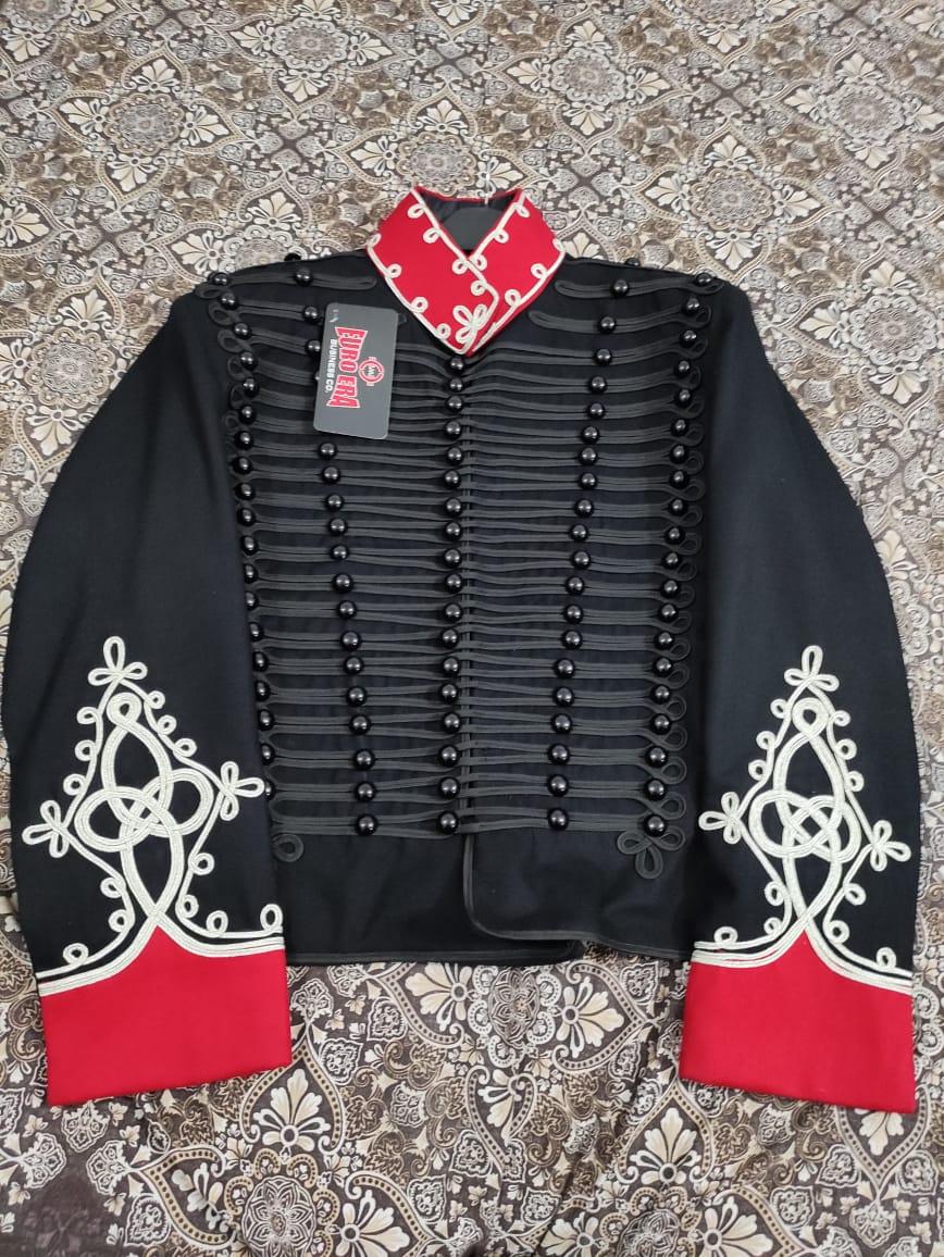Embroidered Napoleonic Hussars Jacket: Red & White Military Coat