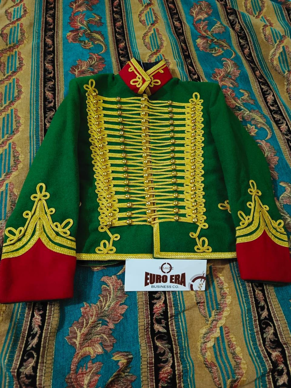 Napoleonic Hussars Tunic Jacket: Green Wool, Gold Braid - Reproduction