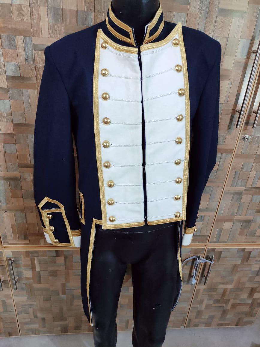 Wool Napoleonic Naval Frock Coat: 1st Empire Regency Tailcoat