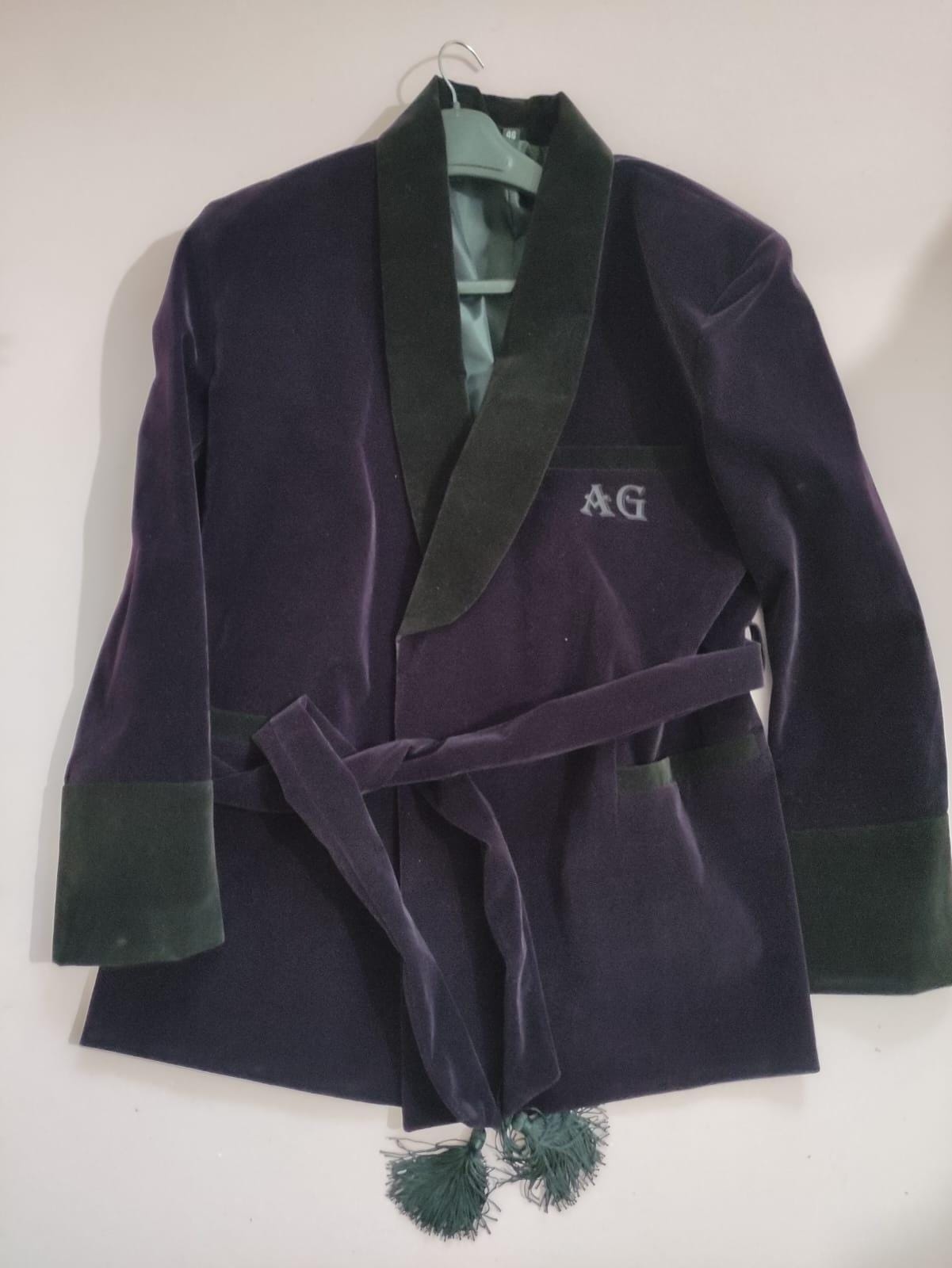 New Purple Velvet Smoking Robe Coat Jacket Wedding Party Wear Robe Smoking COAT with custom name | Custom Monogram Robe | Unisex Velvet Robe