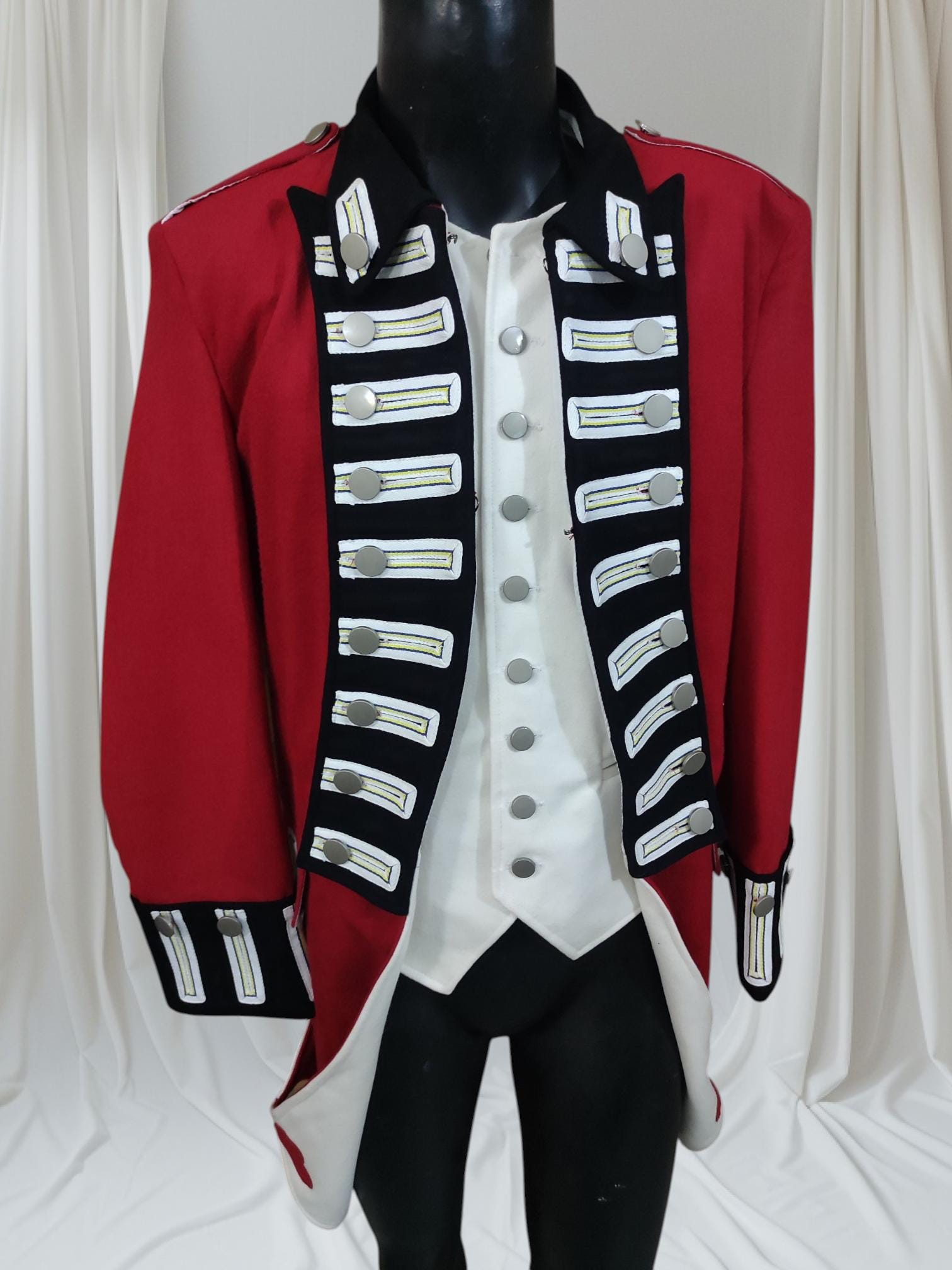 Napoleonic Officer Frock Coat & Waistcoat: 18th Century Military Parade Jacket