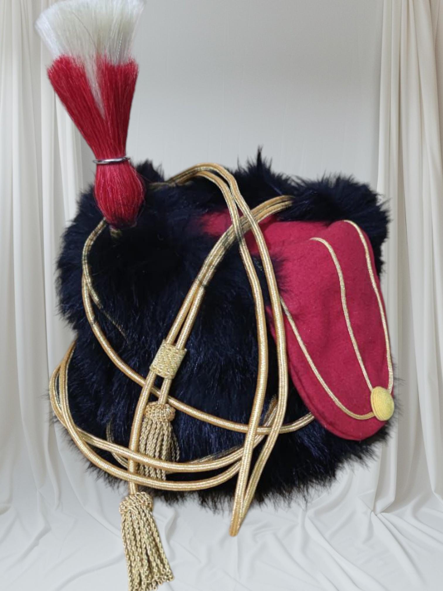 Napoleonic Canadian 8th Hussars Princess Louise's Officer Busby Hat: Leather, Original Hairs