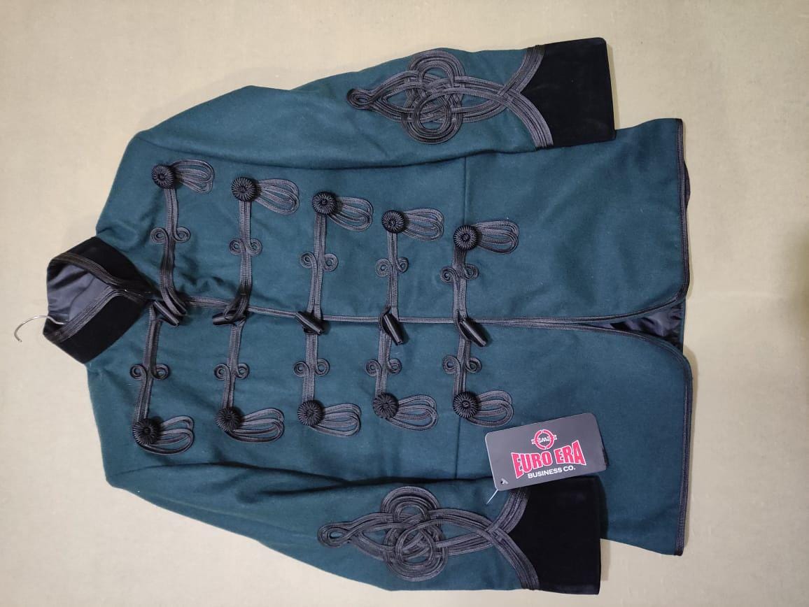 Napoleonic Hussars Attila Wool Tunic Jacket: 95th Rifles Steampunk Coat