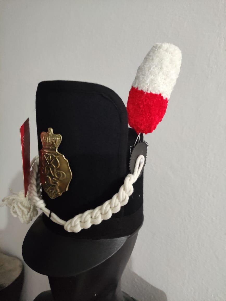 Napoleonic British Scots Guard Shako Hat: Wool & Leather Reproduction