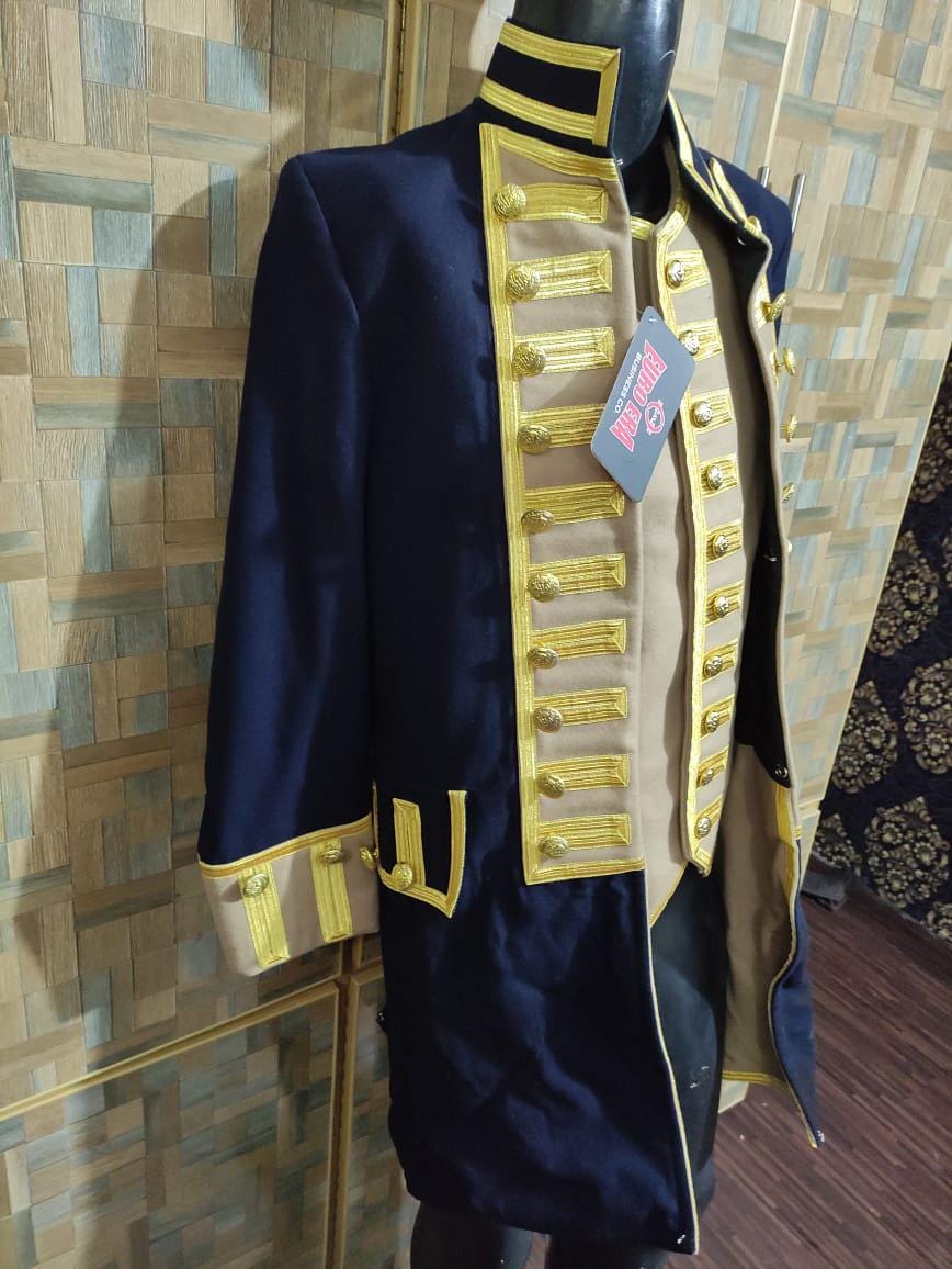 Wool Officer Frock Coat & Waistcoat: Revolutionary War, Steampunk Uniform