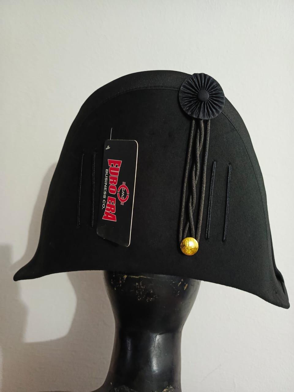 Napoleonic Bicorn Hat: Wool Felt, Gold Braid - Prussian/British Officer