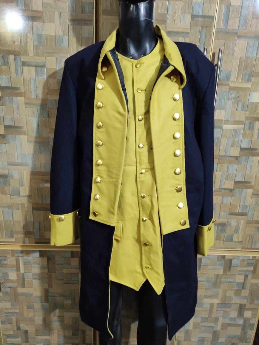 Napoleonic Wool Frock Coat & Waistcoat: Military Steampunk Uniform