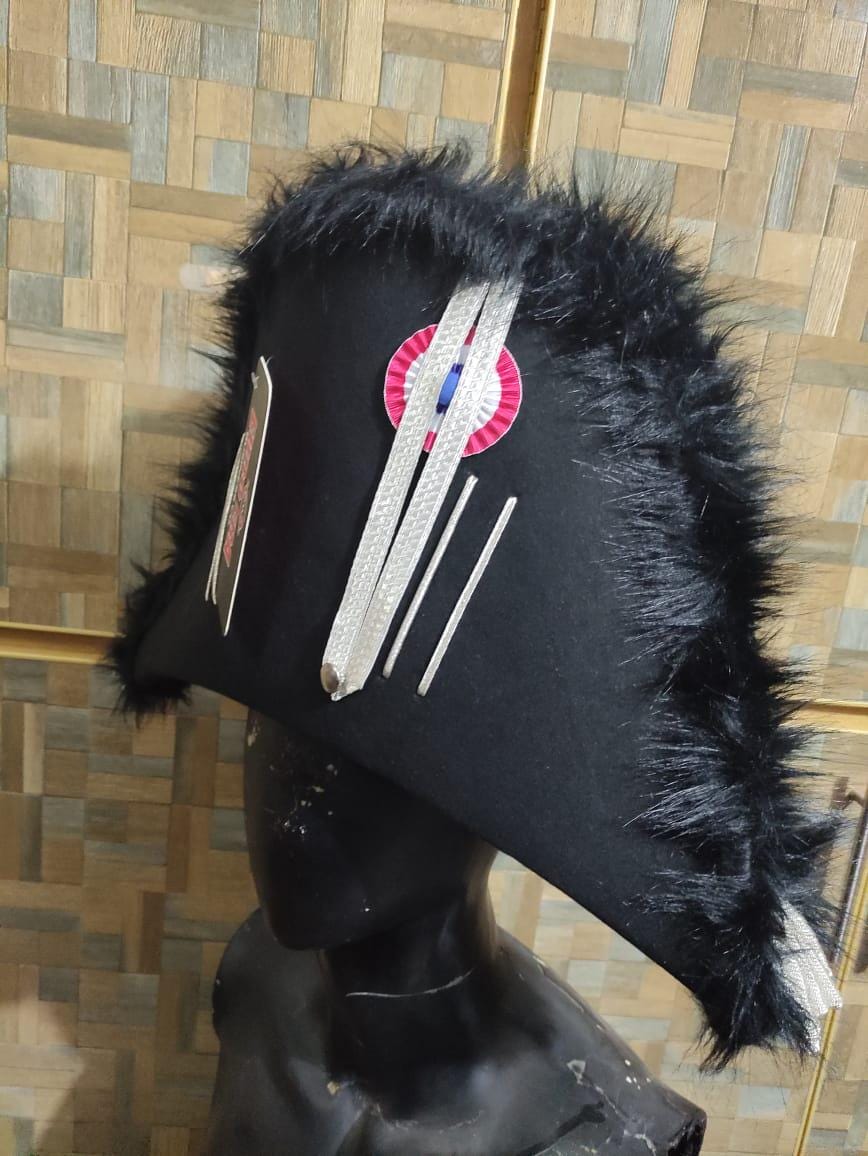 Prussian Officer Bicorn Hat: 18th Century Napoleonic War, Wool & French Braid