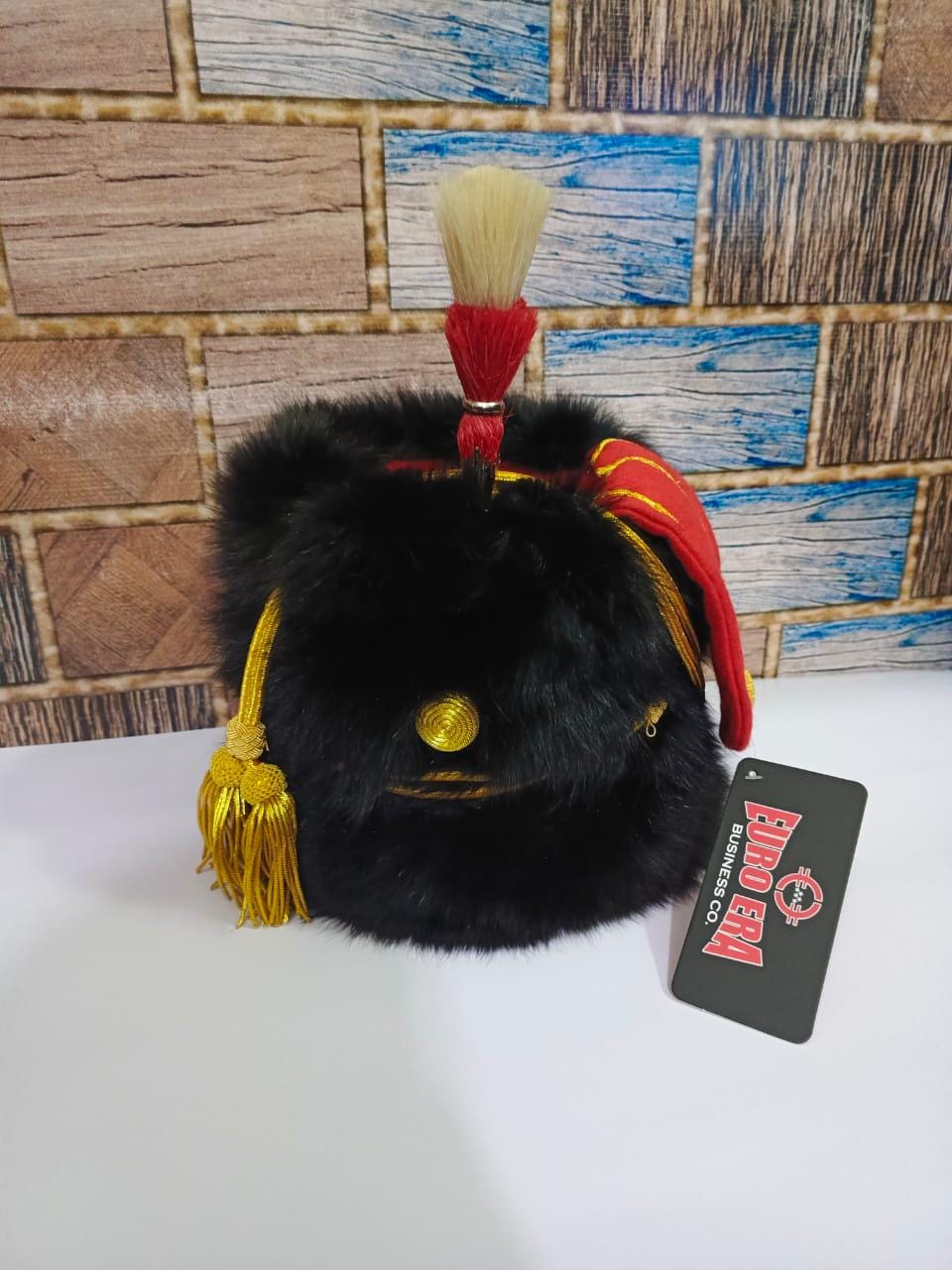 Napoleonic 11th Hussars Officer Busby Hat: Leather, Original Hairs