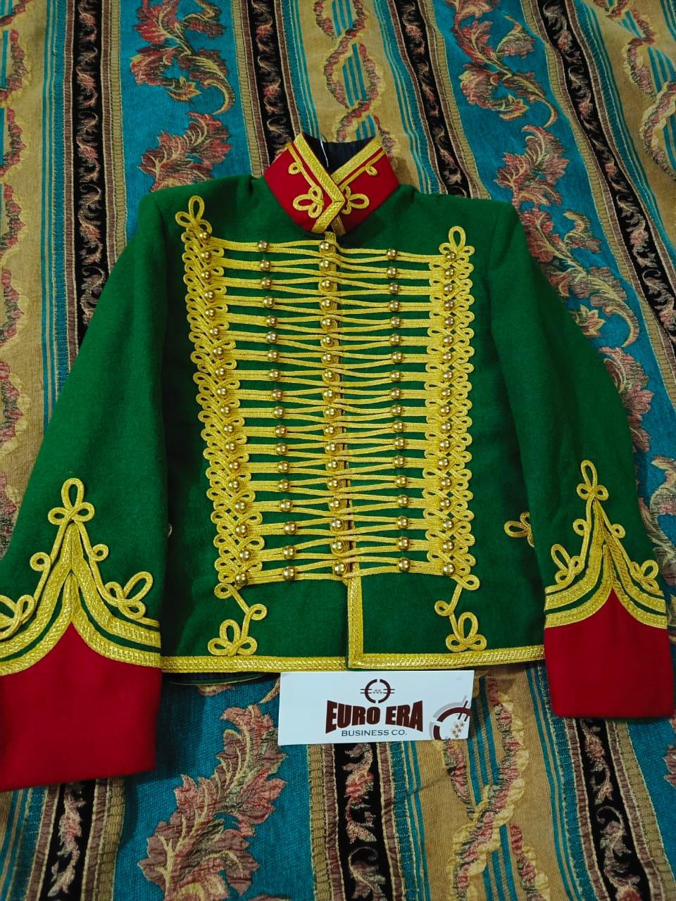 Napoleonic Hussars Tunic Jacket: Green Wool, Gold Braid - Reproduction