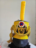 Napoleonic Waterloo Officer Shako Hat: Leather, Gold Braid
