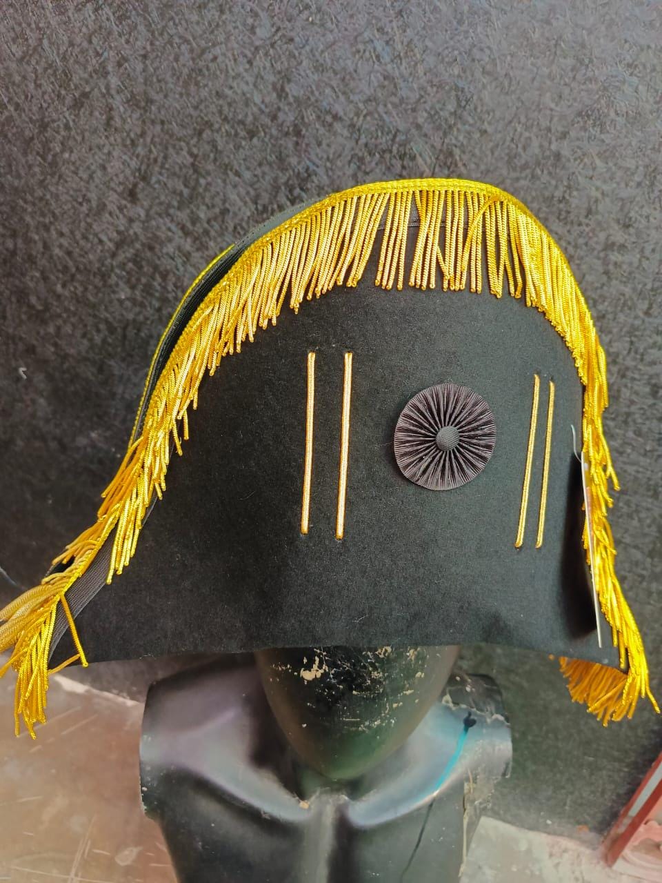Napoleon Bicorn Hat with Gold Fringe: Historical Military Cosplay Costume