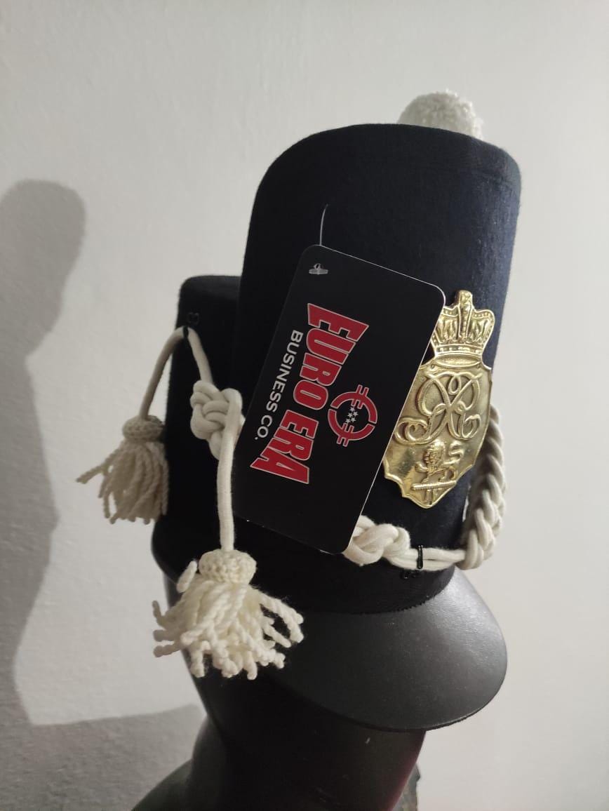Napoleonic British Scots Guard Shako Hat: Wool & Leather Reproduction