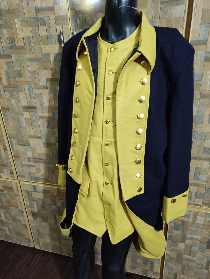 Napoleonic Wool Frock Coat & Waistcoat: Military Steampunk Uniform
