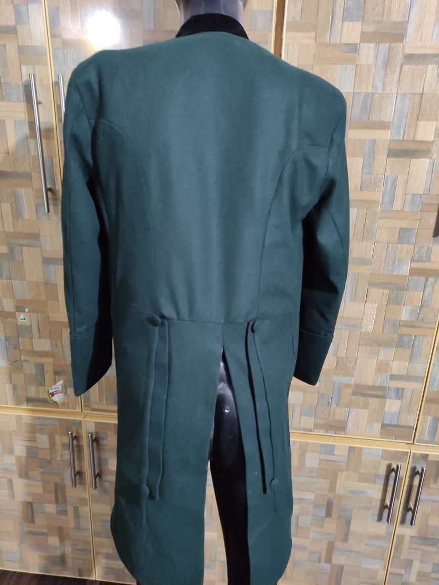 Men's Wool Double Breasted Overcoat: 18th Century Style with Velvet Collar