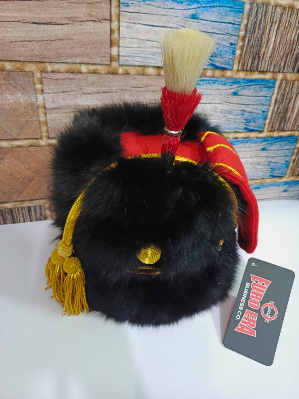 Napoleonic 11th Hussars Officer Busby Hat: Leather, Original Hairs