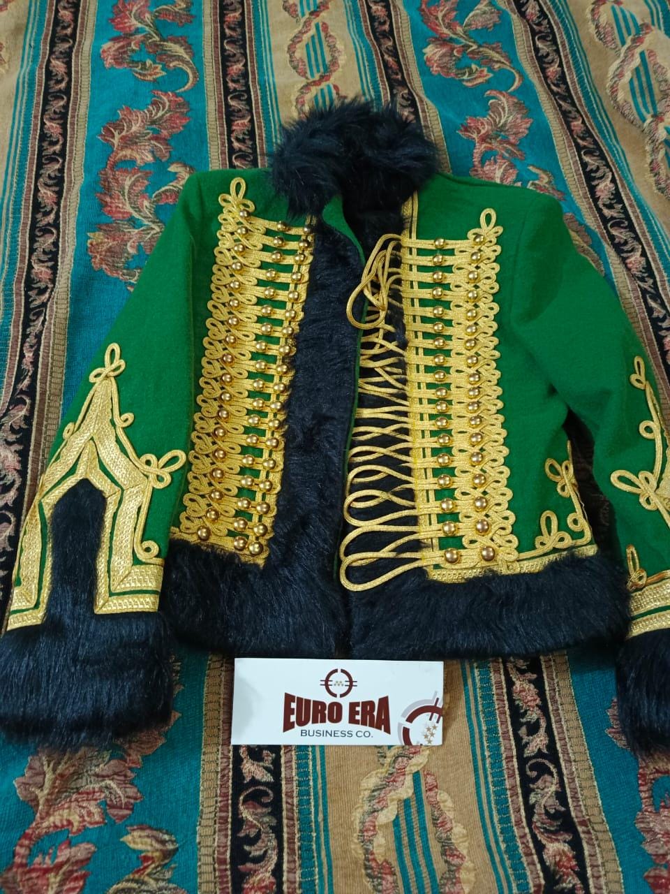 Napoleonic Hussars Pelisse: Green Wool Jacket, Mylar Braids