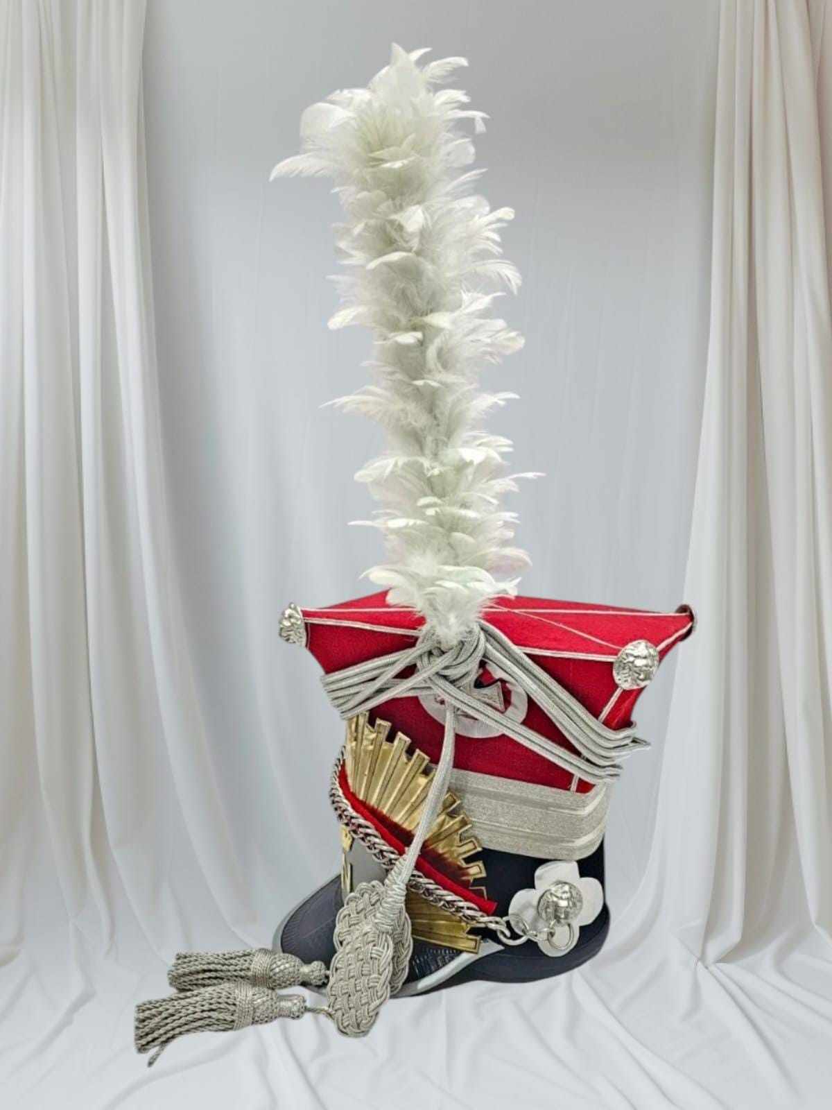 Napoleonic Shako Hat: Wool & Leather, Brass Details