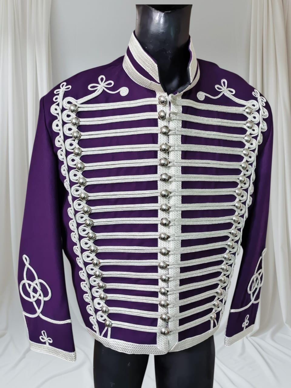 Napoleonic Hussars Tunic Jacket: Vintage Military Uniform with Silver Detailing