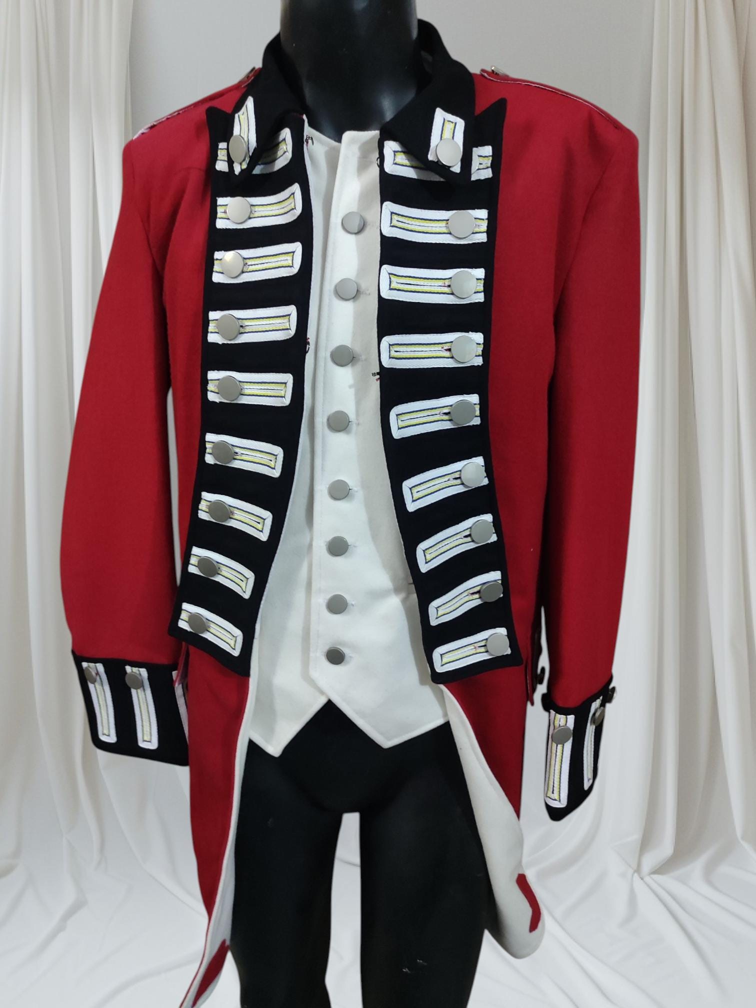 Napoleonic Officer Frock Coat & Waistcoat: 18th Century Military Parade Jacket