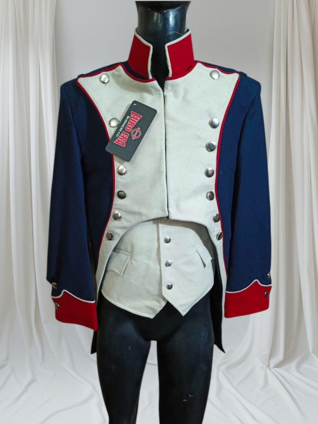 Vintage Military Parade Jacket: Navy Wool Blend Marching Band Uniform