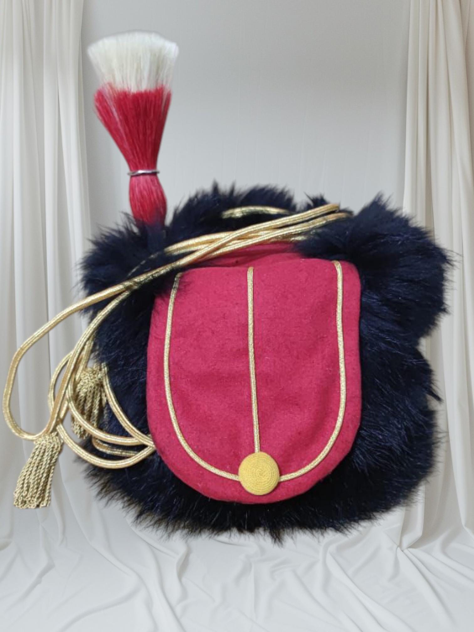 Napoleonic Canadian 8th Hussars Princess Louise's Officer Busby Hat: Leather, Original Hairs