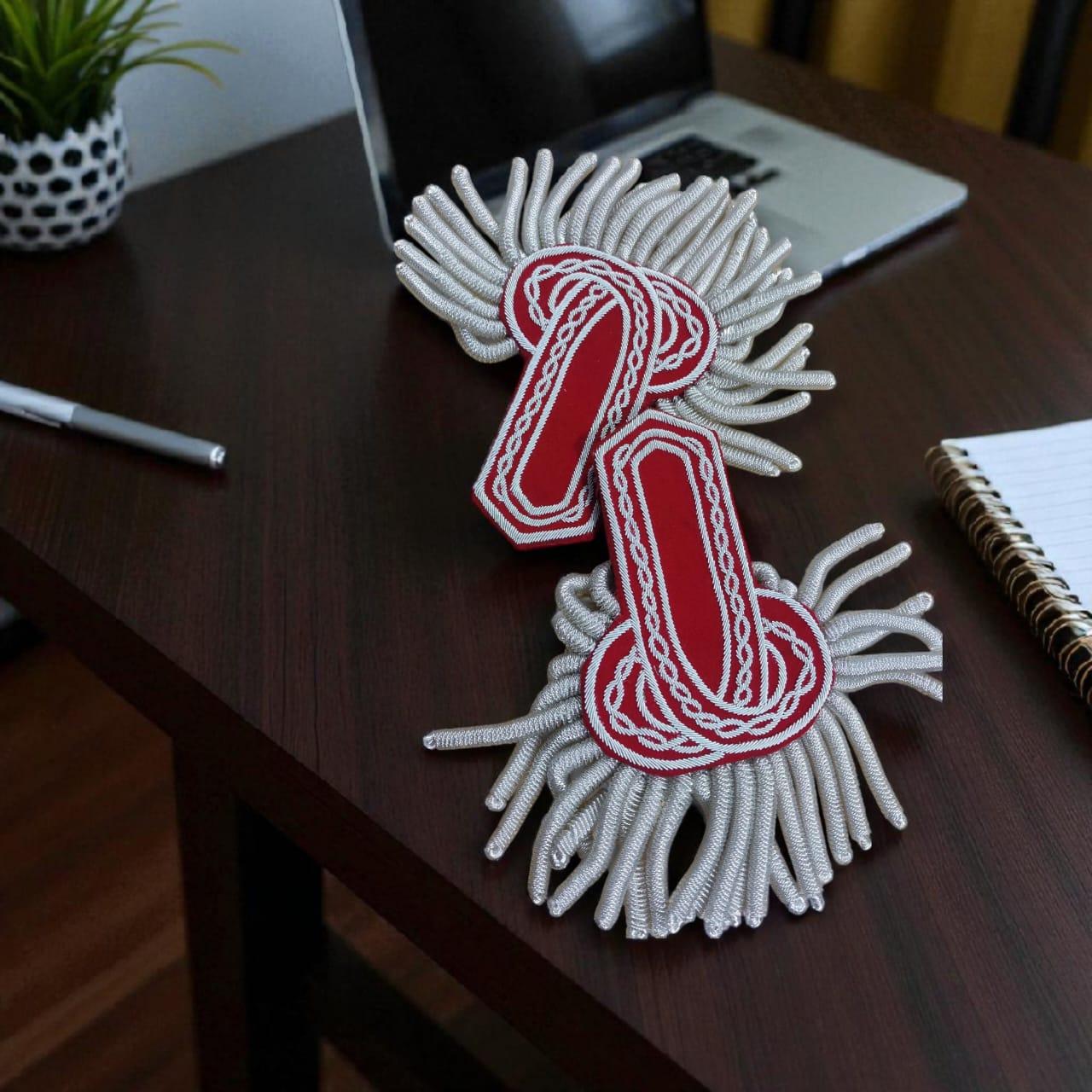 Napoleonic General Officer Epaulette: Hand-Embroidered Bullion Wire Fringes