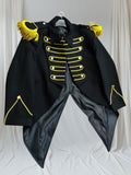 Wool Steampunk Gothic Tailcoat Jacket: Gold Braid, Epaulettes