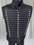 Adam Ant Style Hussars Waistcoat: Black Embroidered Military Vest