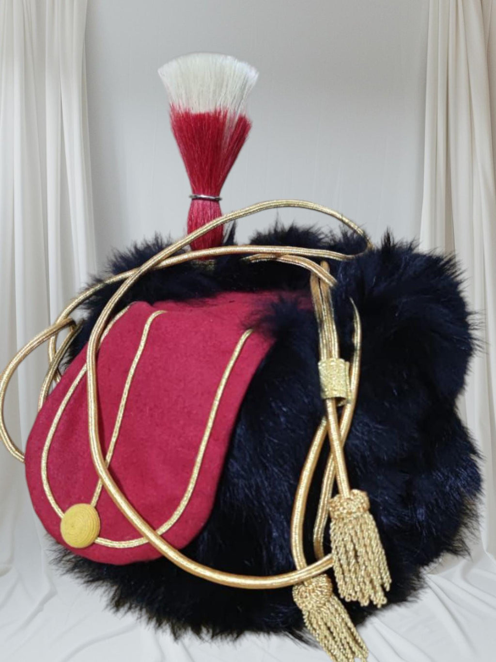 Napoleonic Canadian 8th Hussars Princess Louise's Officer Busby Hat: Leather, Original Hairs
