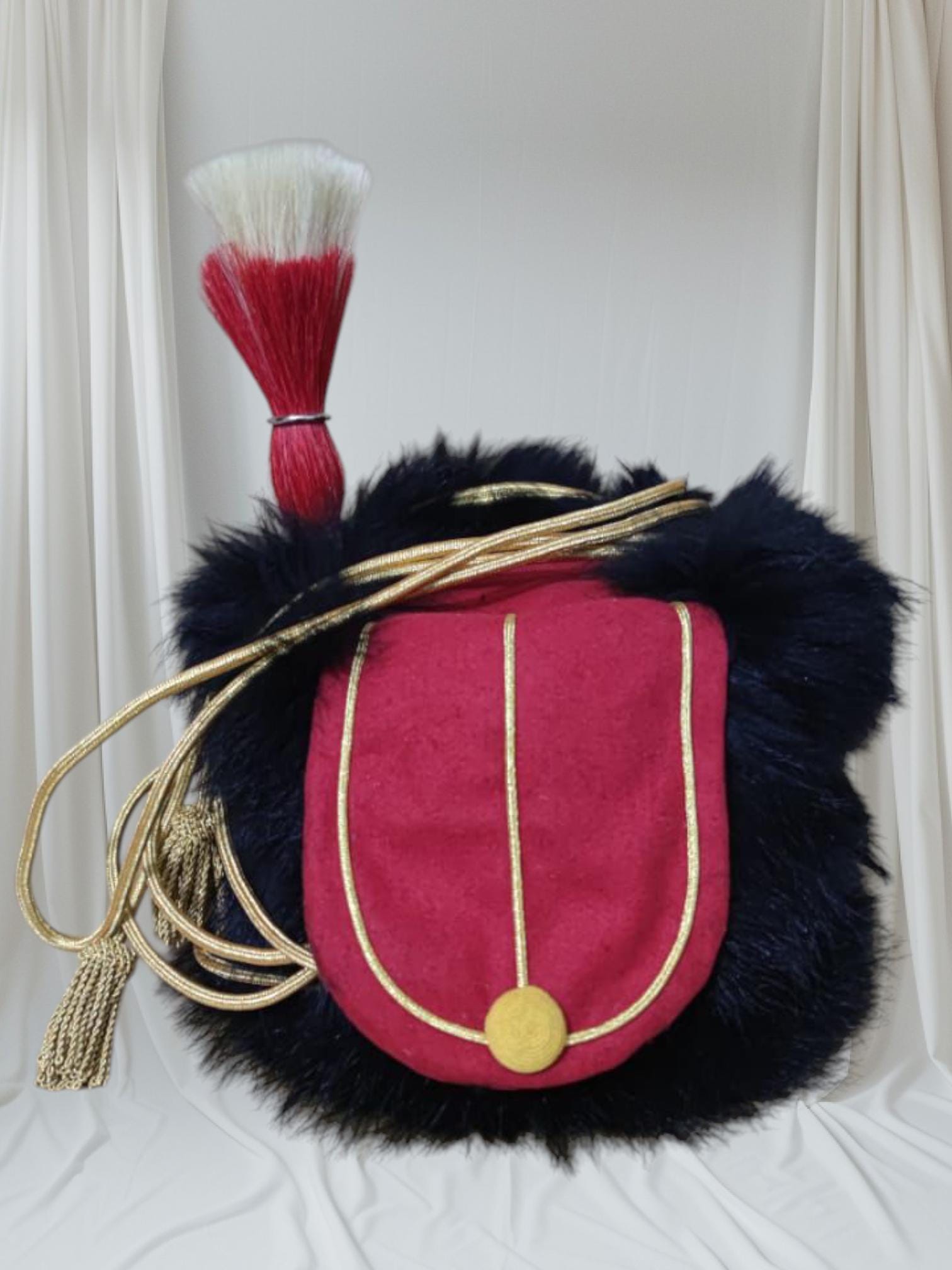 Napoleonic Canadian 8th Hussars Princess Louise's Officer Busby Hat: Leather, Original Hairs