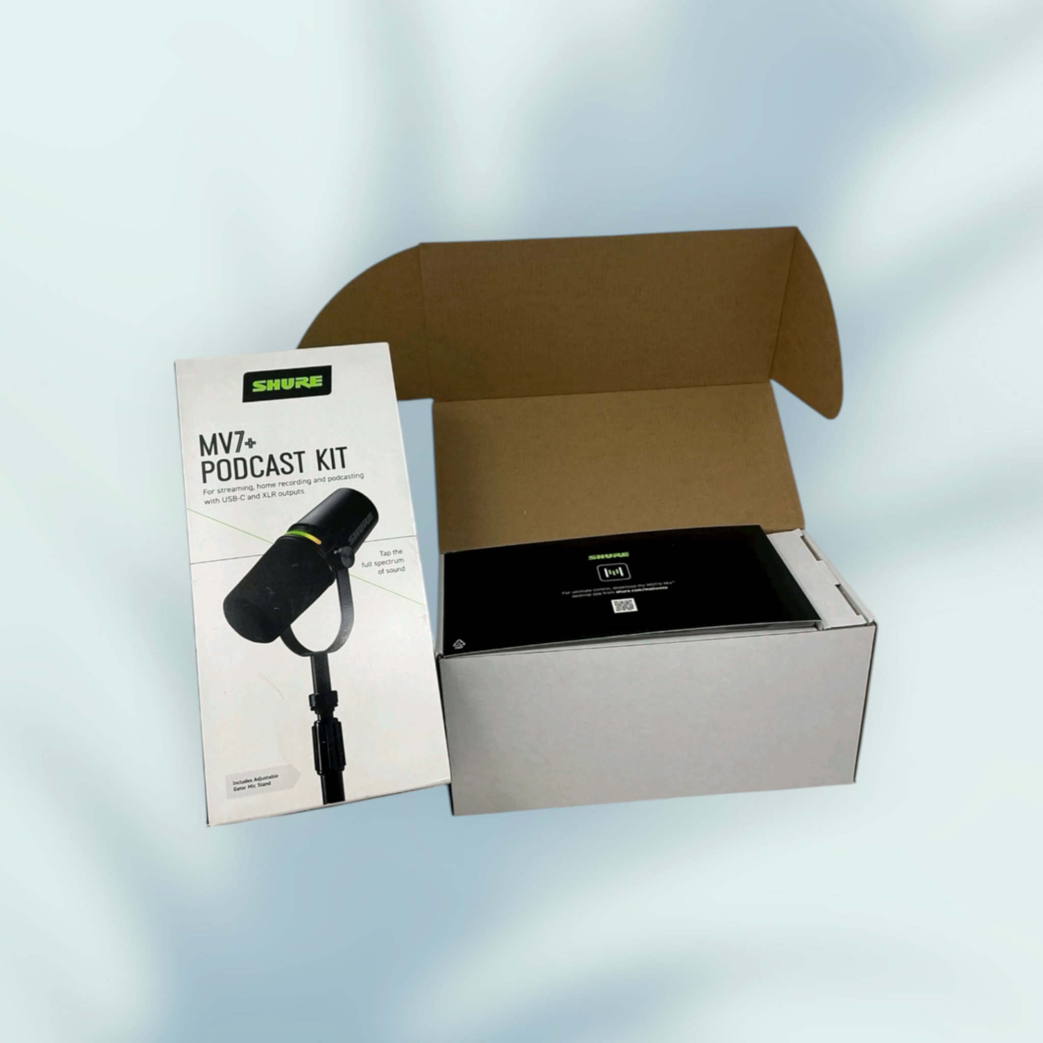 Shure MV7+ Hybrid Output USB-C & XLR Podcast Microphone & Desktop Stand