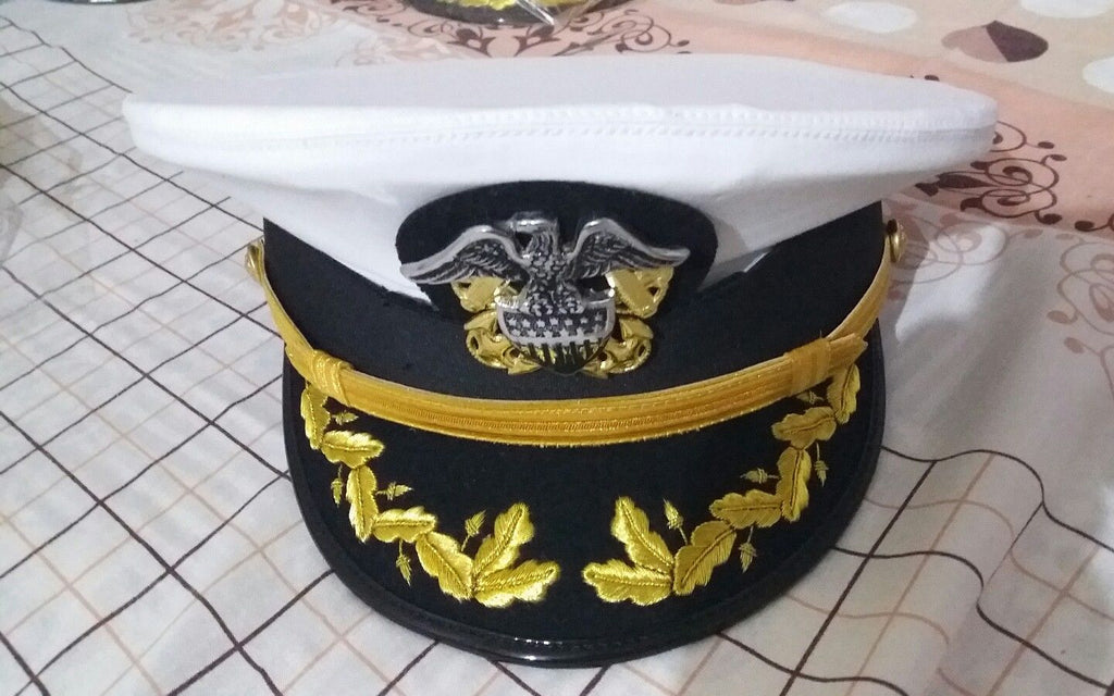 WW2 US Navy Officer Commander captain Rank Cap Hat